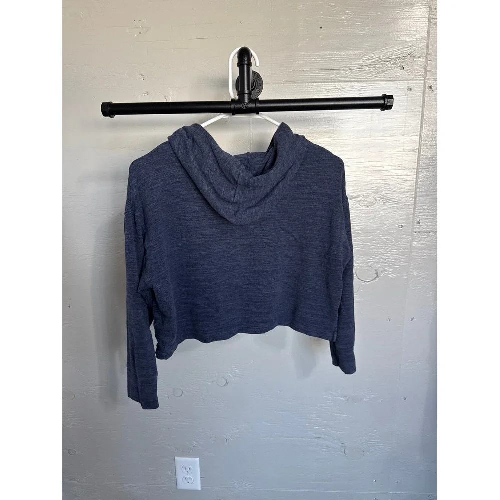 Old Navy Girls Navy Blue Heathered Cropped Hoodie Sweatshirt Size M 8